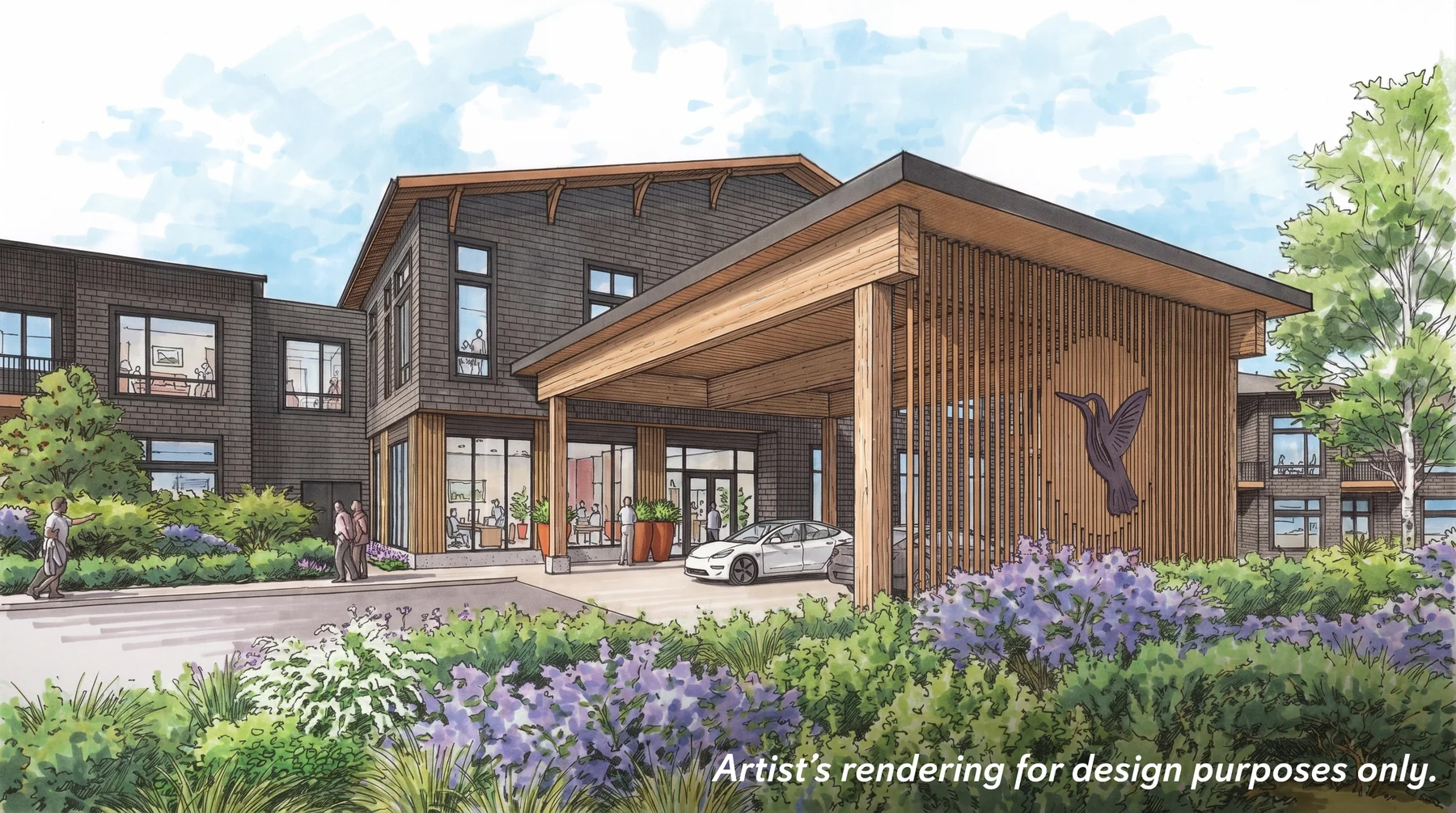 Exterior rendering of facility entrance